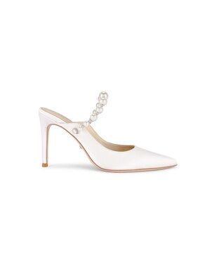 RAYE White Pearl-Strap Pointed Slingback Heels